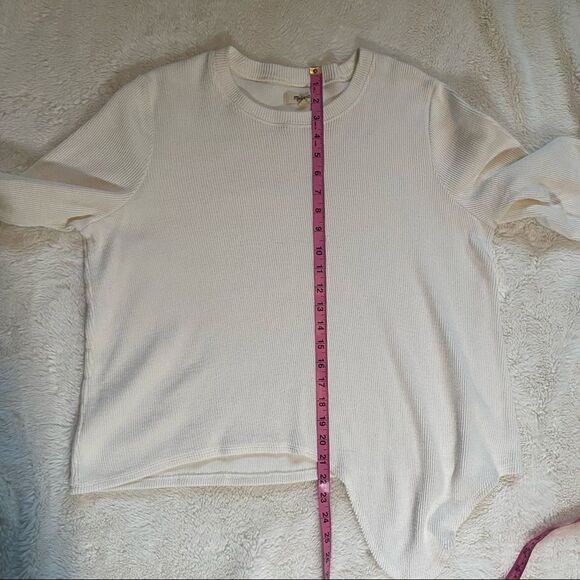 Madewell Off White Waffle Weave Thermal Top size XXL - Picture 6 of 7